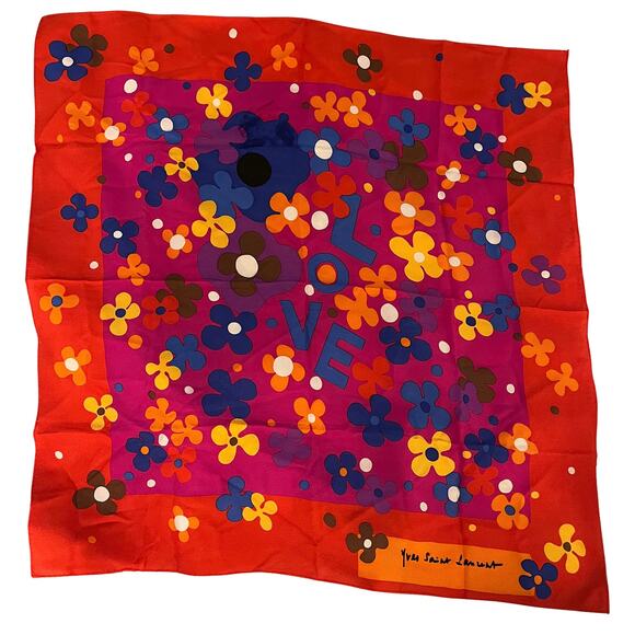 Vintage YSL Silk LOVE Scarf - Picture 1 of 4